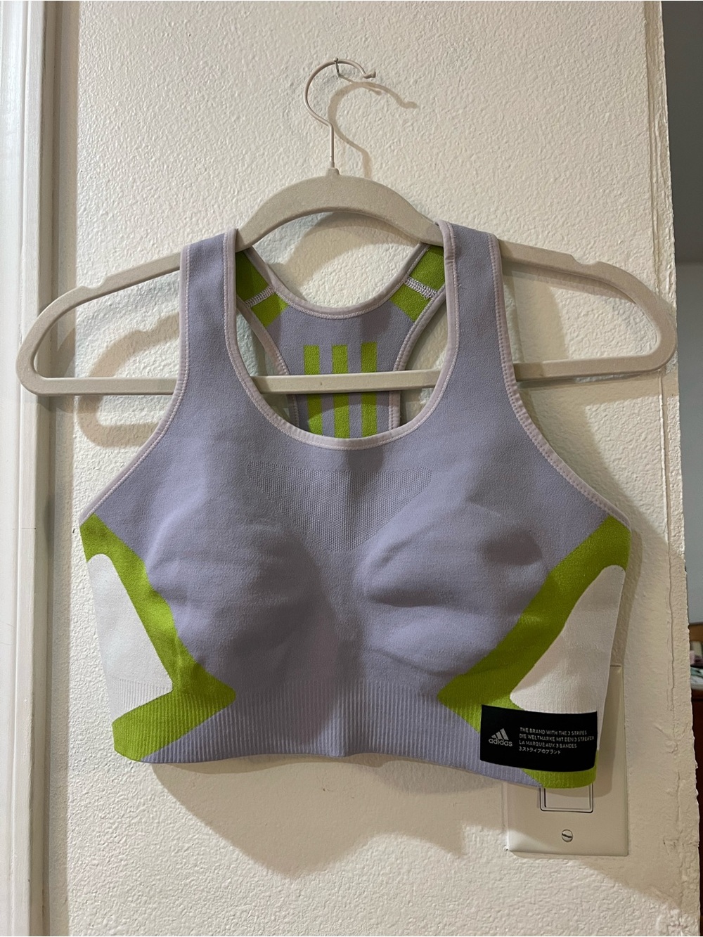 adidas Lavender and Lime Seamless Racerback Crop Sports Bra
